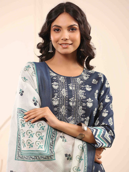 Dhiyona RR Women's Floral Embroidered Kurta with Trousers & Dupatta
