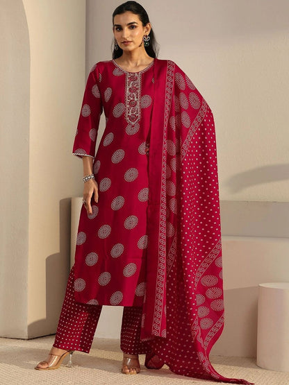 Women Ethnic Motifs Printed Regular Thread Work Kurta with Sharara & With Dupatta