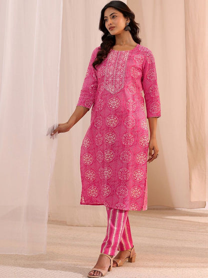 Women Ethnic Motifs Printed Regular Thread Work Kurta with Trousers & With Dupatta