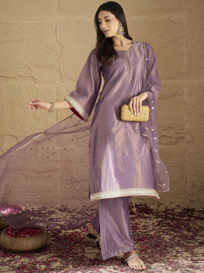 Dhiyona VA Women Regular Sequinned Kurta with Palazzos & With Dupatta