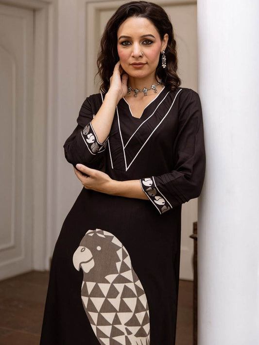 Dhiyona IE Quirky Printed Straight Kurta With Trousers