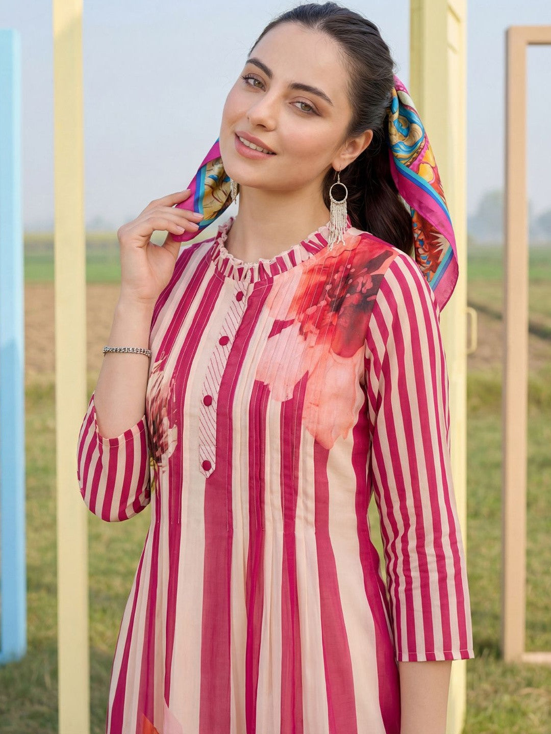 Women Printed Regular Pure Cotton Kurta with Trousers