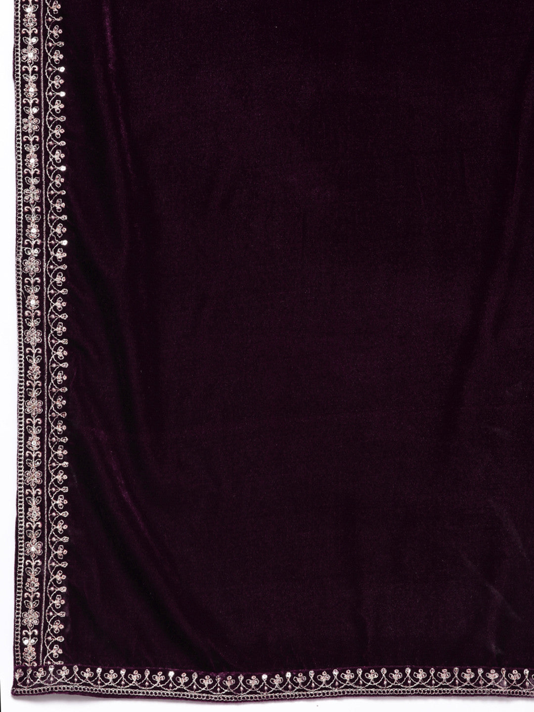 Women Floral Yoke Design Regular Sequinned Velvet Kurta with Palazzos & Dupatta
