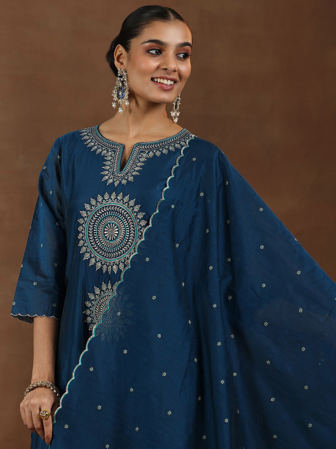 Women Ethnic Motifs Embroidered Kurta with Trousers & Dupatta