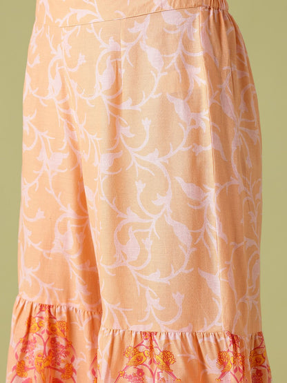 Dhiyona AN Ethnic Motifs Printed Lace Inserts Kurta with Sharara & With Dupatta
