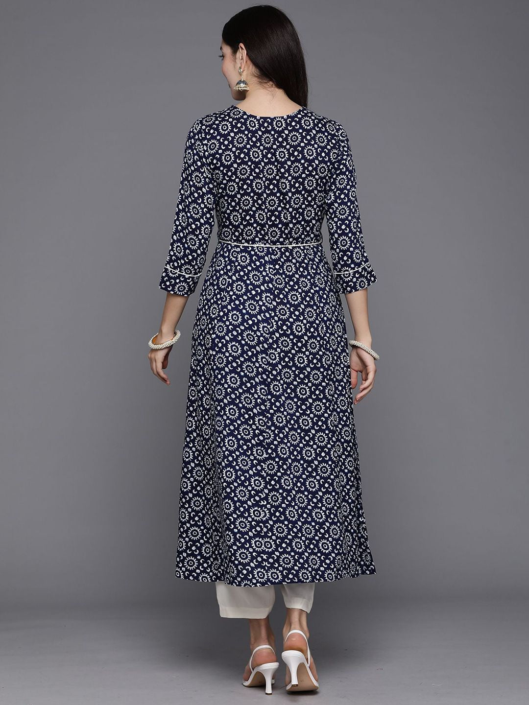 Dhiyona IE Pack Of 2 Floral Printed Notch Neck A-line Kurta