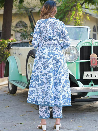 Dhiyona KL Women Blue Pure Cotton Kurta Sets