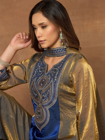 Dhiyona IN Women Ethnic Motifs Embroidered Regular Thread Work Kurta with Palazzos & With Dupatta