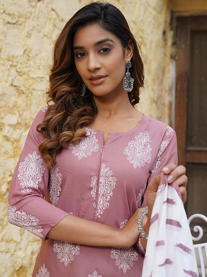 Dhiyona KL Ethnic Motifs Printed Kurta with Trousers & Dupatta