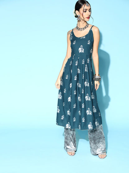 Dhiyona OD  Tranquil Teal Fit & Flare Kurta