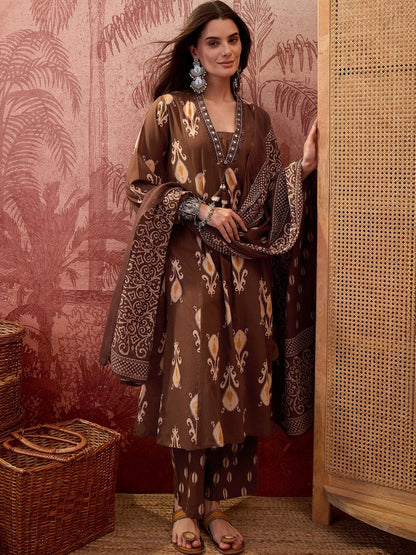 Women Ethnic Motifs Printed Regular Mirror Work Pure Cotton Kurta with Pyjamas & With Dupatta