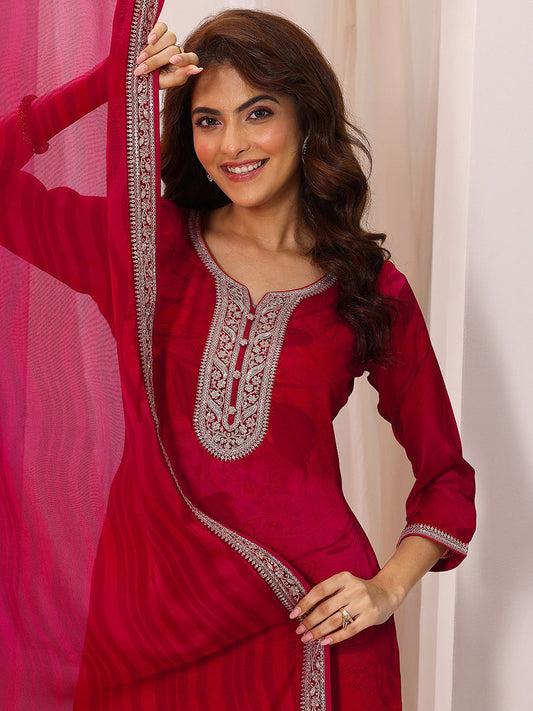 Women Floral Printed Regular Kurta with Trousers & With Dupatta