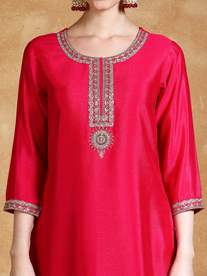 Dhiyona VA Women Floral Embroidered Kurta with Sharara & Dupatta