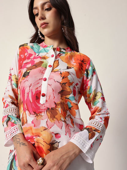 Dhiyona IS Women's Women Floral Printed Kurta with Trousers