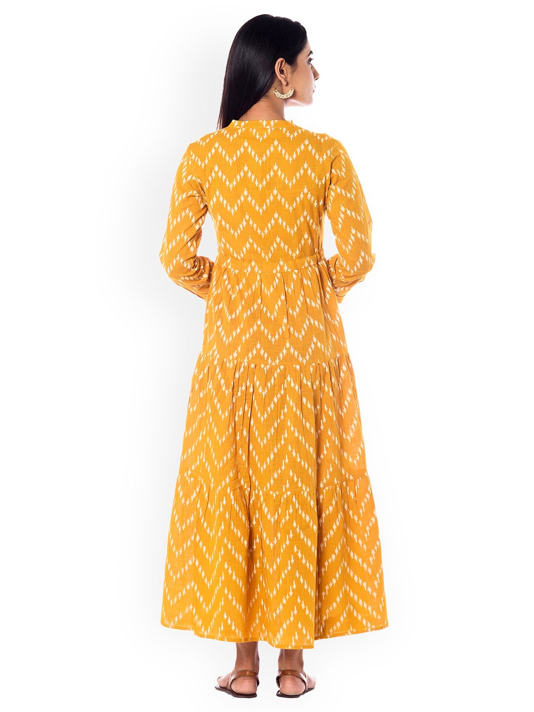 Dhiyona AY Women's Yellow Printed Fit and Flare Dress