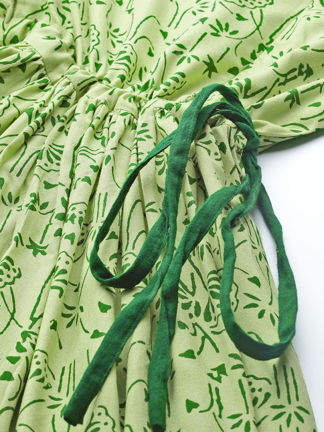 Dhiyona AY Women's Green Printed A-Line Nursing Dress