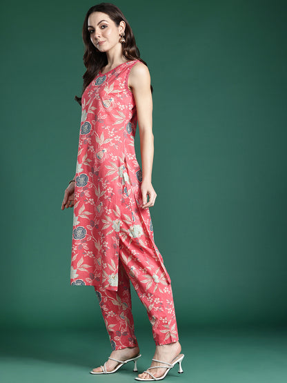 Floral Printed Pure Cotton Kurta with Trousers