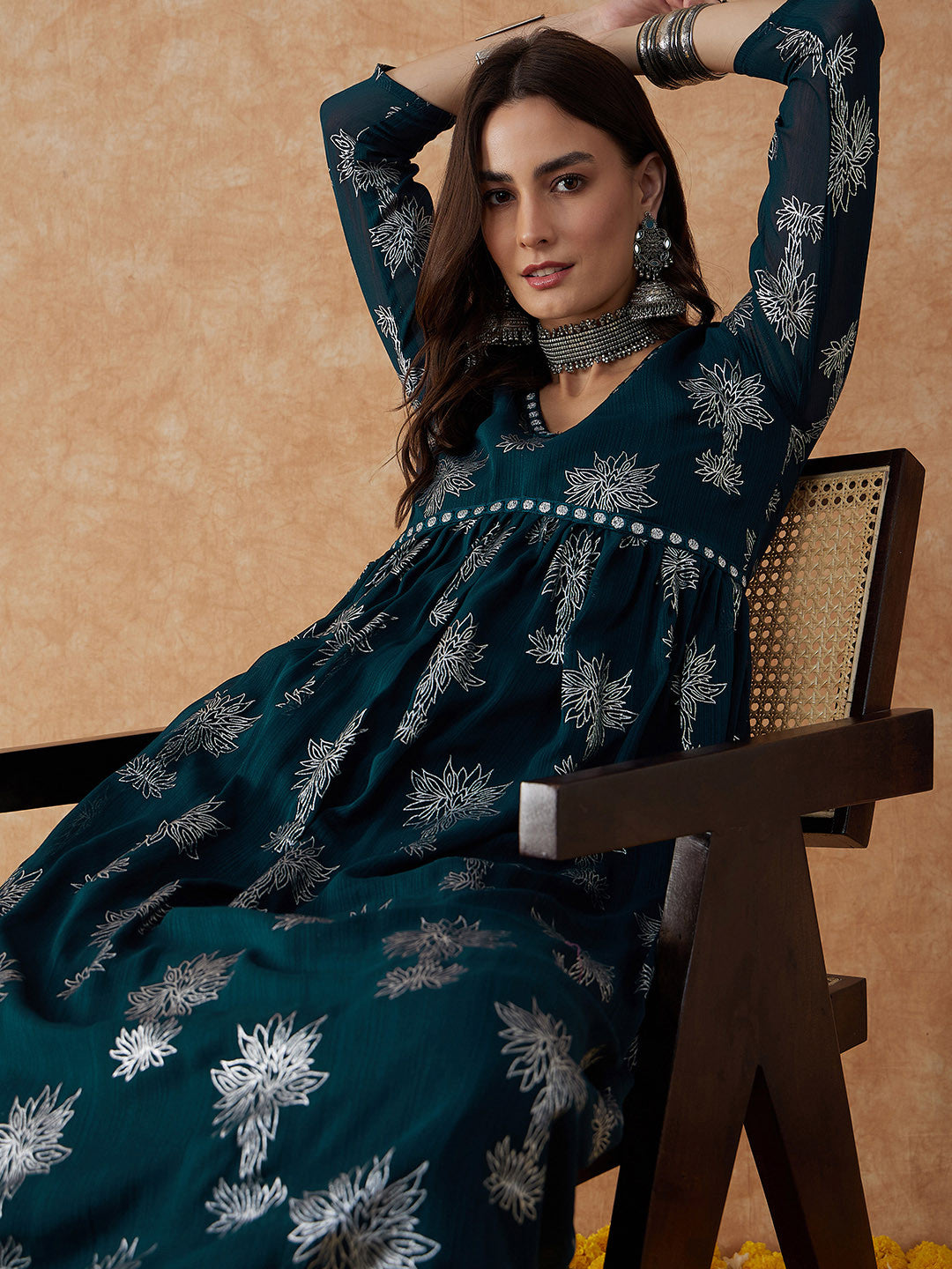 Floral Printed A-Line Kurta & Palazzo