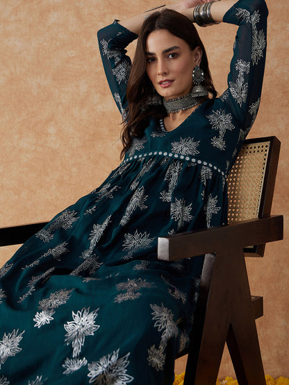 Floral Printed A-Line Kurta & Palazzo