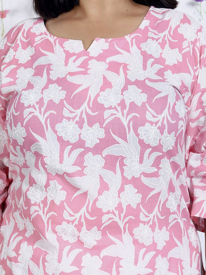 Dhiyona KL Women Floral Printed Regular Sequinned Pure Cotton Kurta with Trousers & With Dupatta