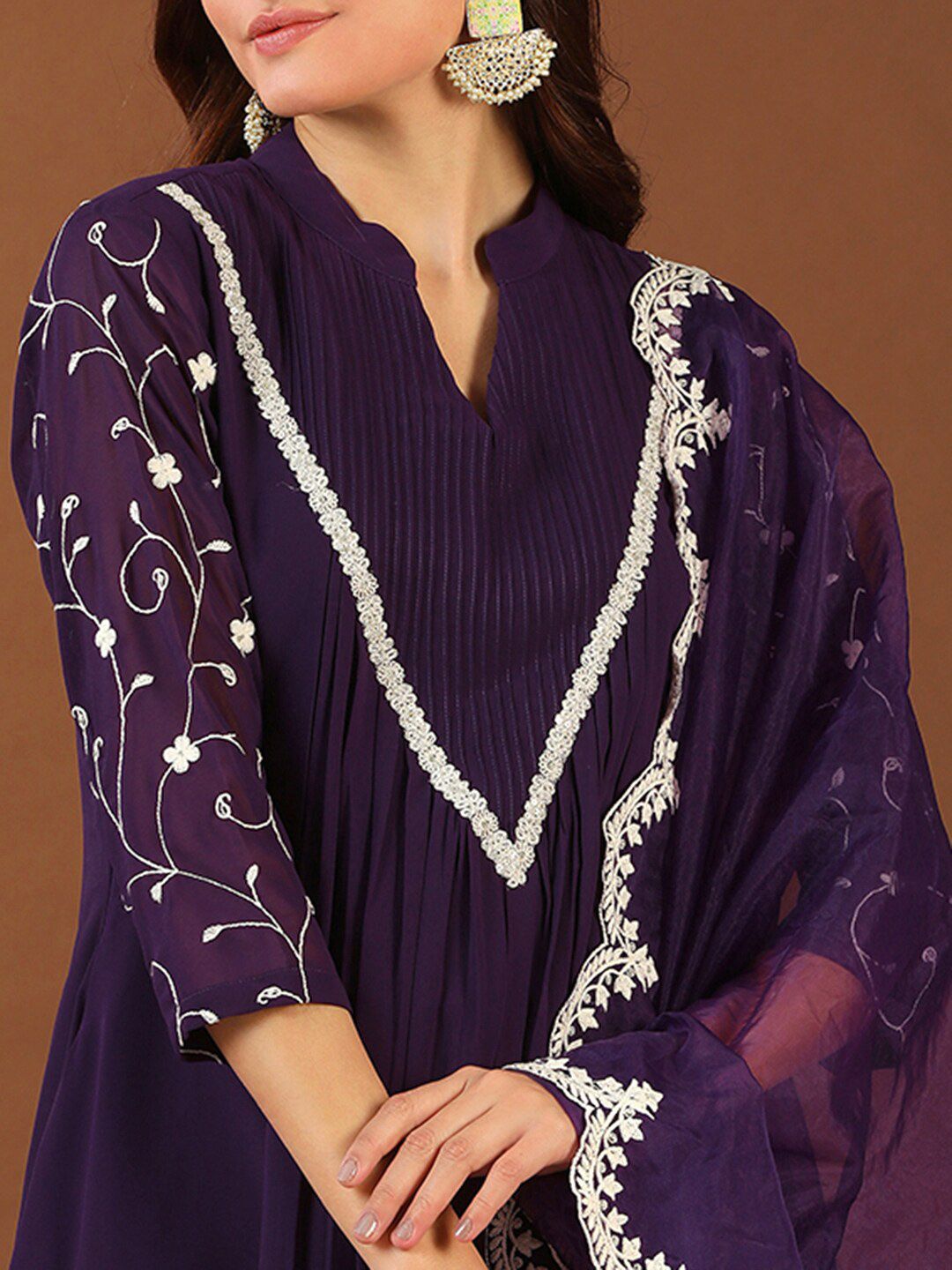 Dhiyona IN Mandarin Collar Kurta With Palazzos & Dupatta