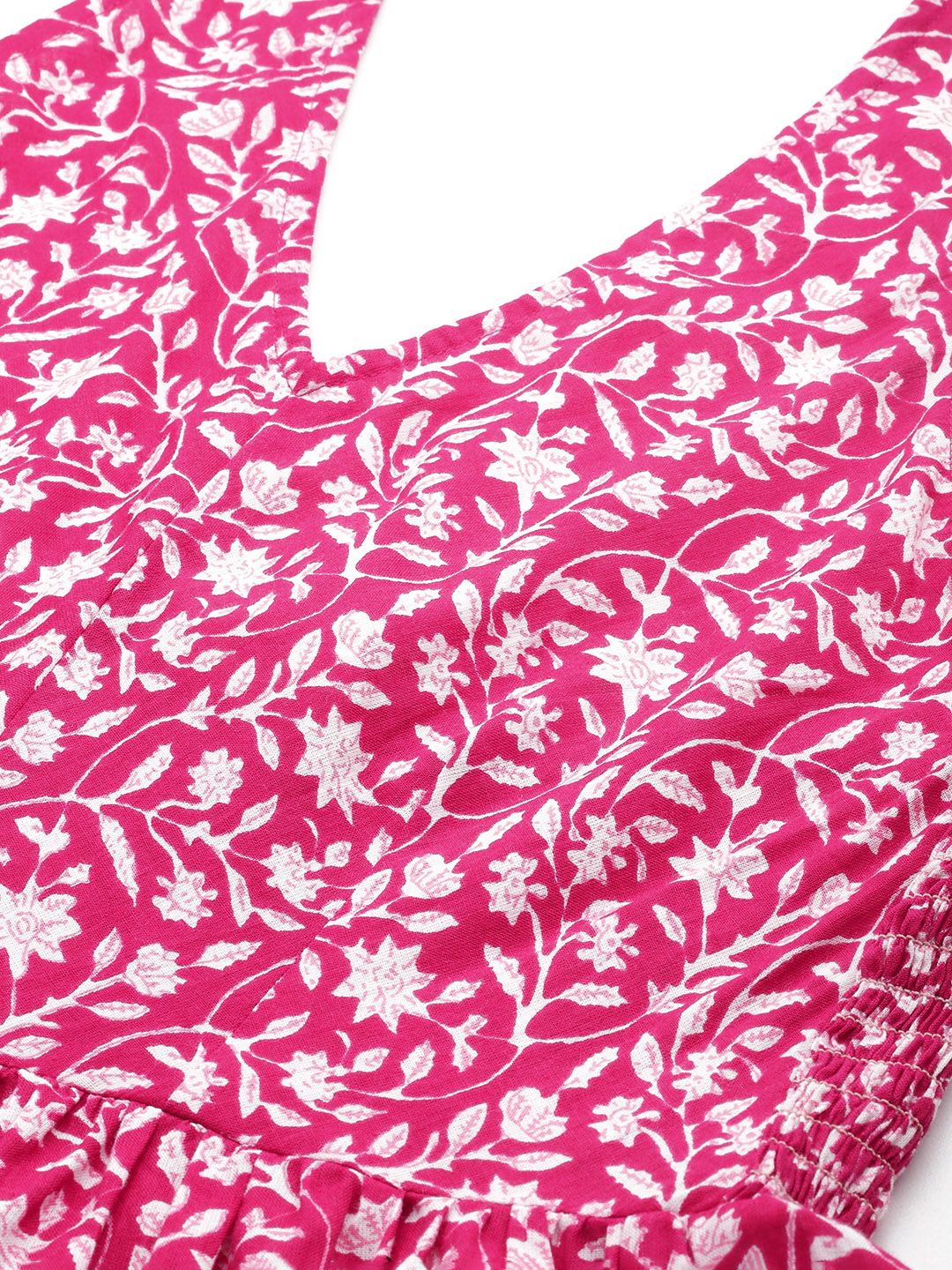 Dhiyona AY Women's Floral Print Halter Neck Fit & Flare Pure Cotton Midi Dress