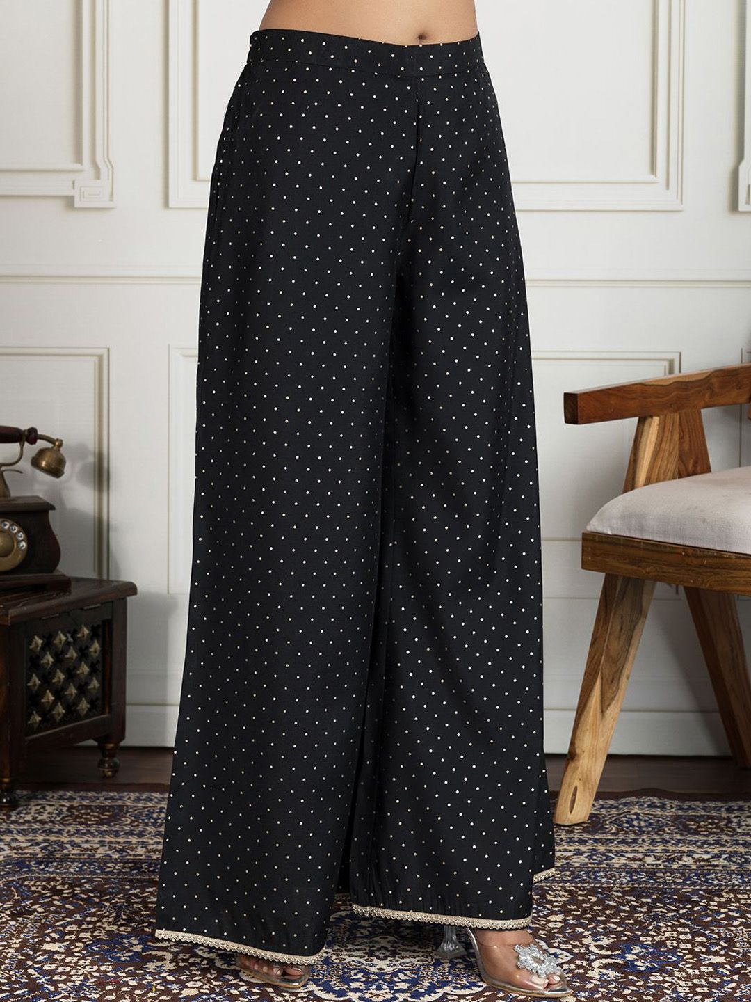 Dhiyona IN Women Ethnic Motifs Embroidered Regular Sequinned Kurta with Palazzos & Dupatta