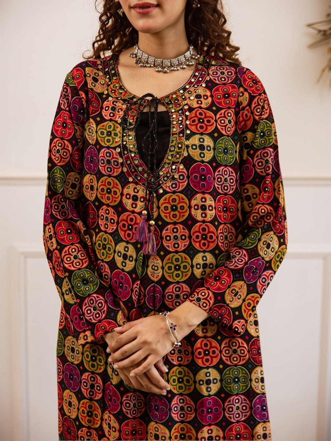 Printed Keyhole Neck Kurta & Palazzos Kurta Sets