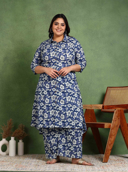 Dhiyona KL Women Floral Printed Regular Pure Cotton Kurta with Palazzos & With Dupatta