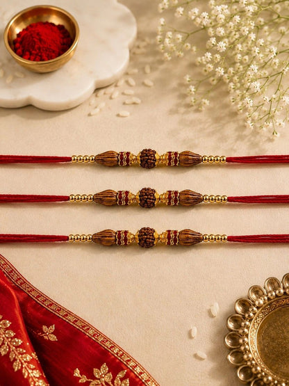 Dhiyona Set Of 3 Rakhi With Roli& Chawal