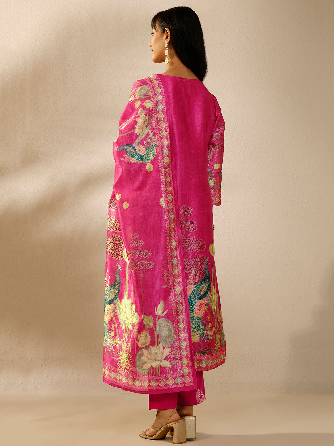 Women Ethnic Motifs Printed Regular Thread Work Kurta with Trousers & With Dupatta