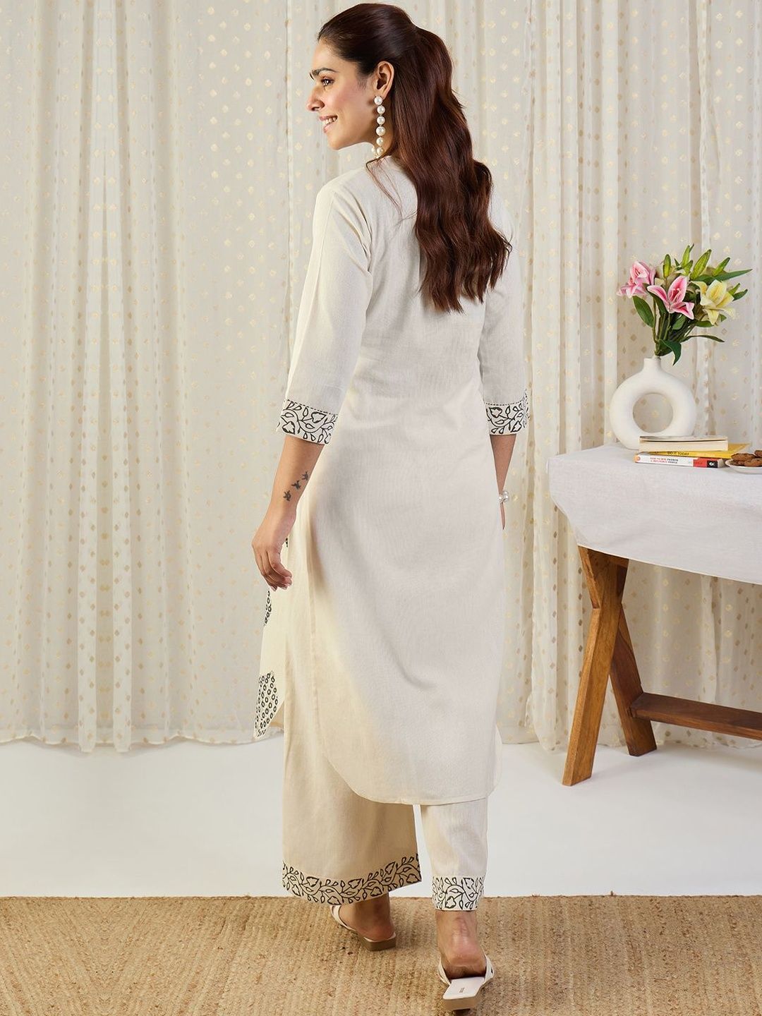 Dhiyona IE Printed Pure Cotton Tunic With Trousers Co-Ords