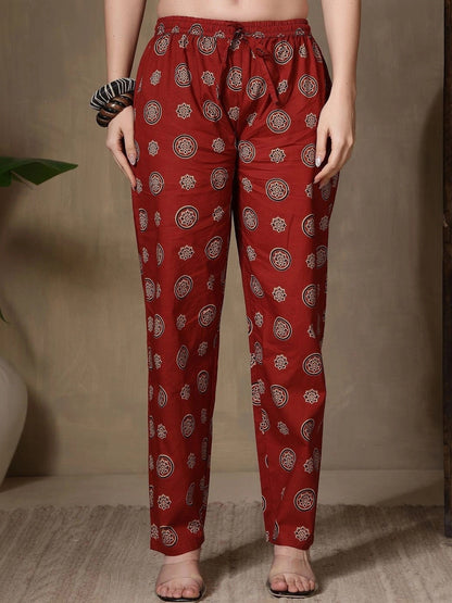 Women Ethnic Motifs Printed Empire Pure Cotton Kurta with Trousers & With Dupatta
