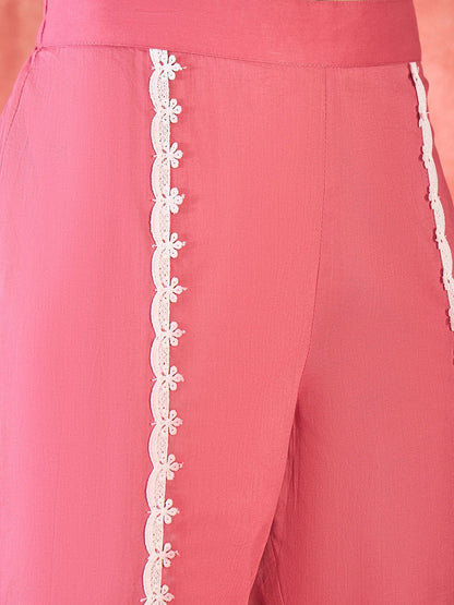 Chikankari Embroidered 100% Cotton Kurta & Dhoti Pants