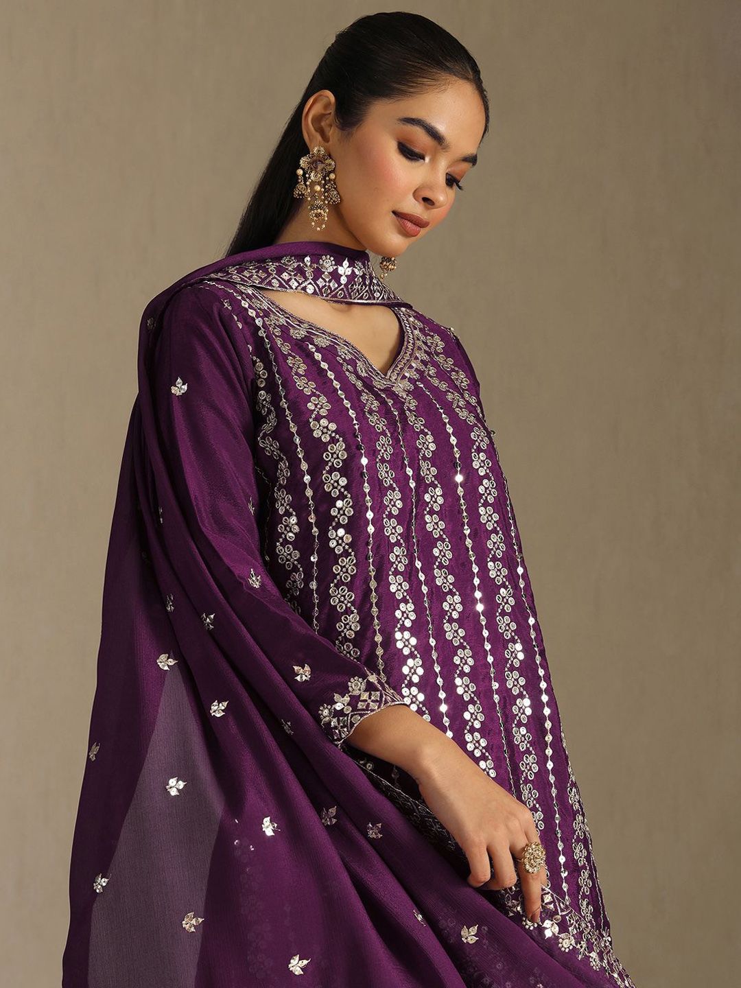 Dhiyona SO Women's Women Embroidered Regular Kurta with Palazzos & Dupatta