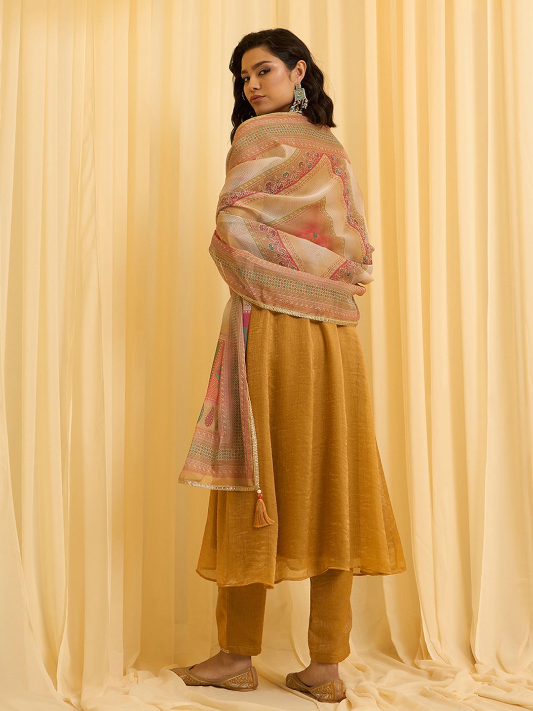 Dhiyona CH Women Ethnic Motifs Embroidered A-Line Kurta with Trousers & Dupatta