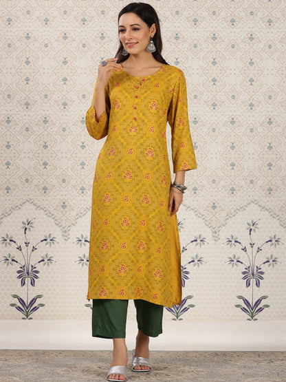 Dhiyona OD  Ethnic Motifs Printed Straight Kurta