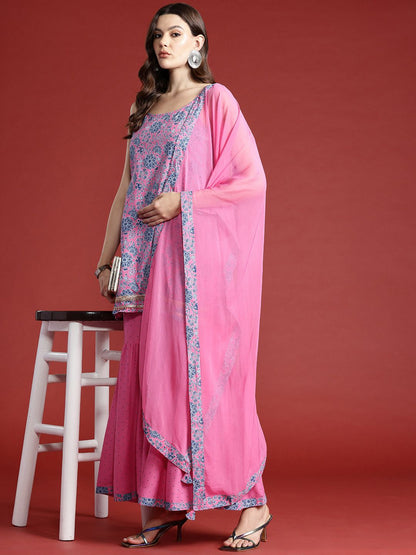 Dhiyona AN Floral Printed Regular Kurti with Sharara & With Dupatta