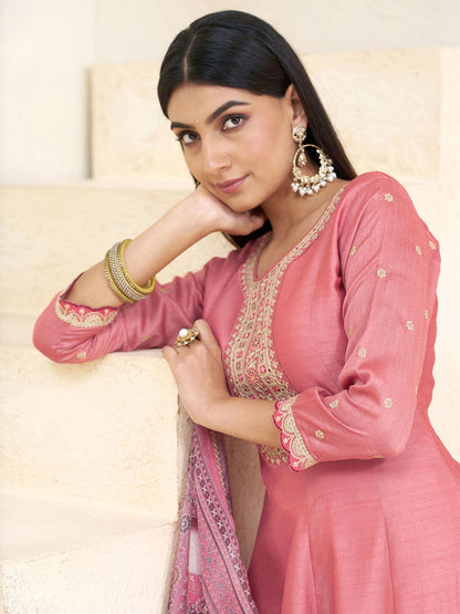 Dhiyona CH Women Ethnic Motifs Embroidered Kurta with Trousers & Dupatta