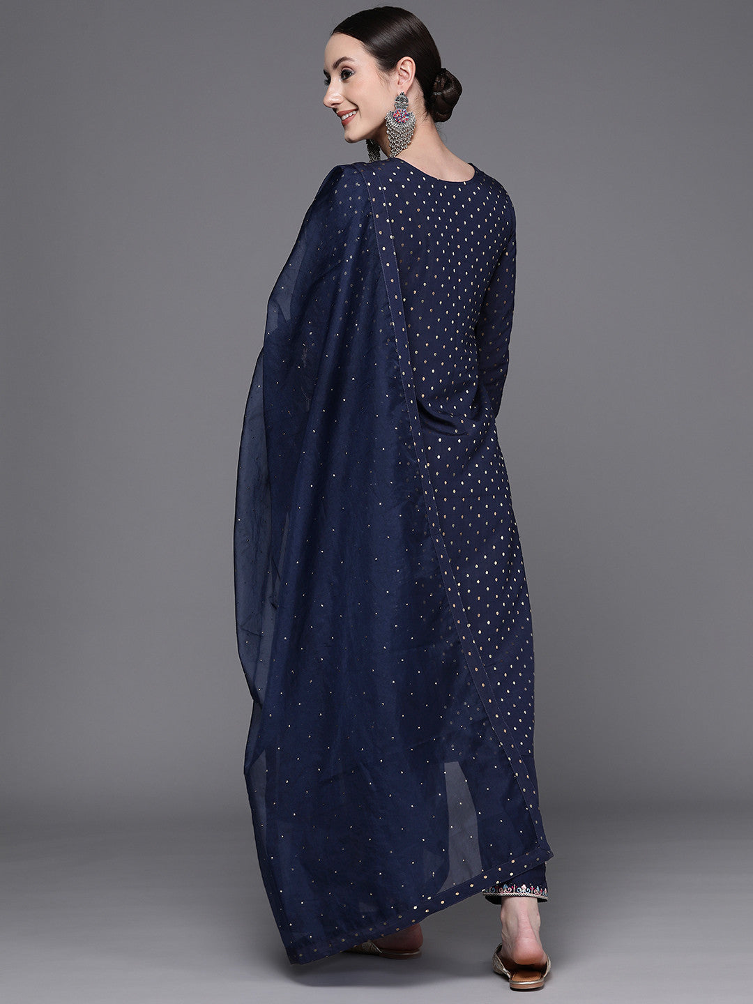 Women Embroidered Thread Work Chanderi Silk Kurta with Trousers & With