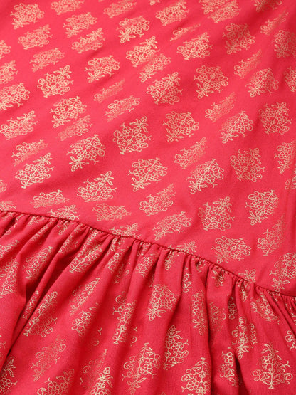 Dhiyona AN Ethnic Motifs Printed A-Line Flared Kurta with Sharara