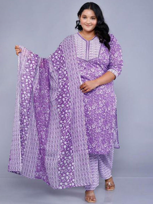 Dhiyona KL Women Pure Cotton Kurta with Trousers & With Dupatta