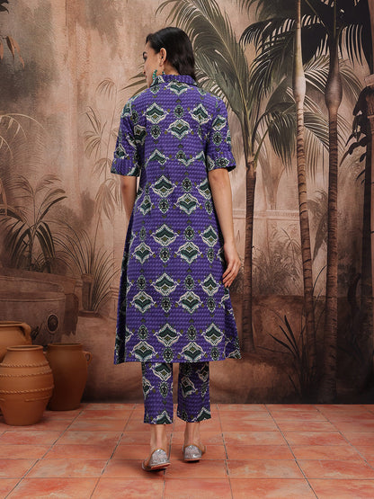 Ethnic Motifs Printed Cotton Kurta with Trousers