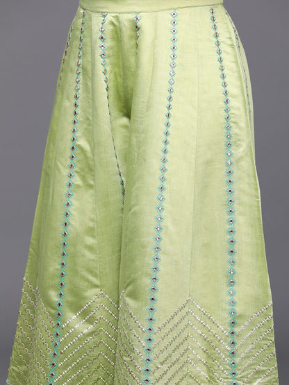 Dhiyona LL Women Floral Embroidered Mirror Work Kurta with Palazzos & Dupatta