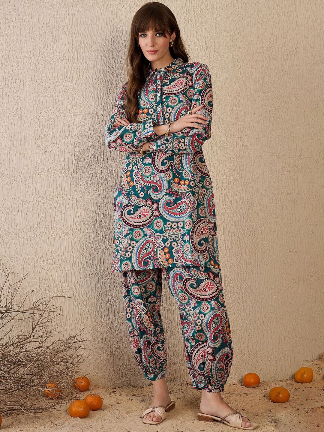 Women Ethnic Motifs Printed Regular Pure Cotton Kurta with Salwar