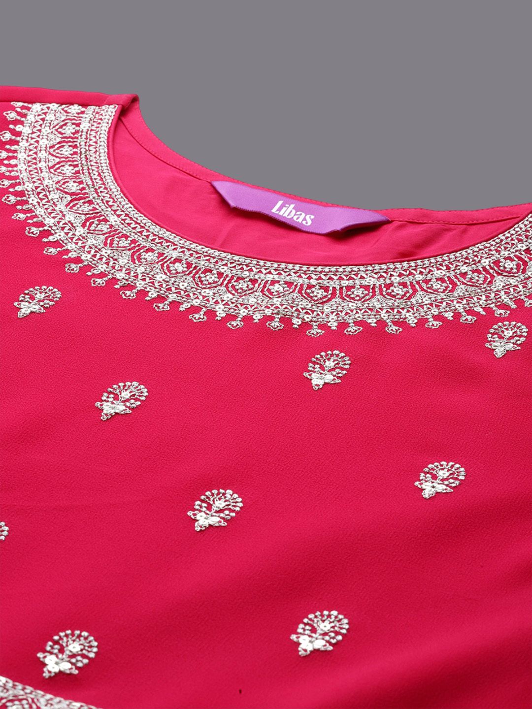 Dhiyona LL Women Floral Embroidered High Slit Sequinned Kurta with Palazzos & With Dupatta