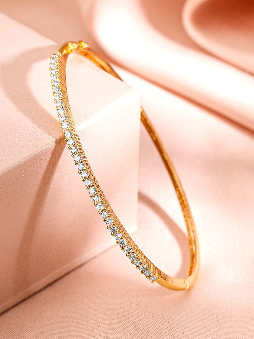 Dhiyona RJ Women's 22K Gold Plated Cubic Zirconia Bangles Style Bracelet