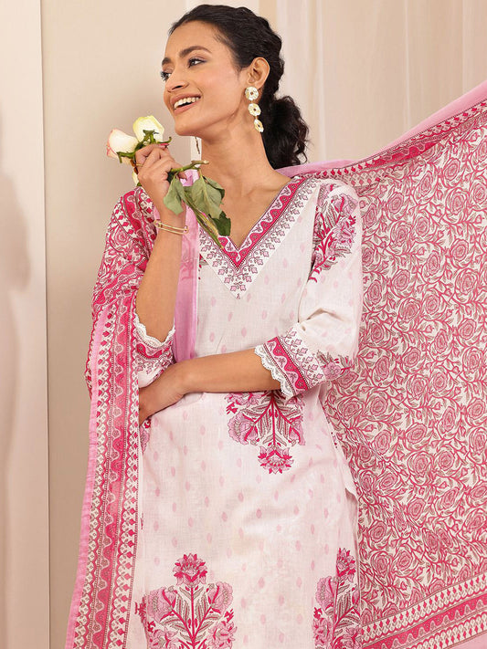 Women Floral Printed Regular Kurta with Trousers & With Dupatta