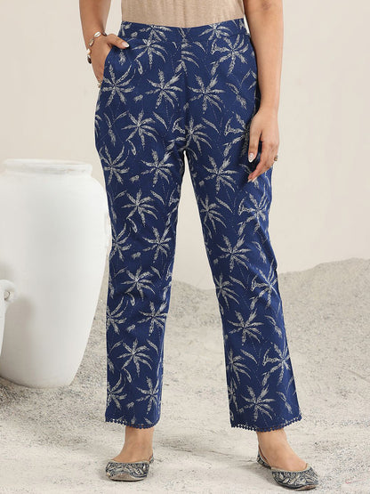 Floral Printed V-Neck Straight Kurta With Trousers