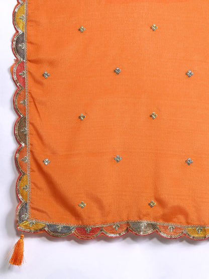 Paisley Embroidered Sequinned Kurta with Palazzos & With Dupatta